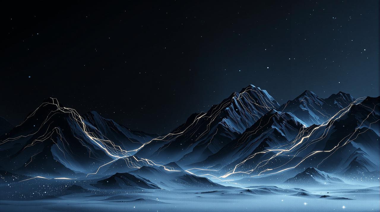 孚力影院品牌背景——冰雪山脉与虎纹抽象合成影像